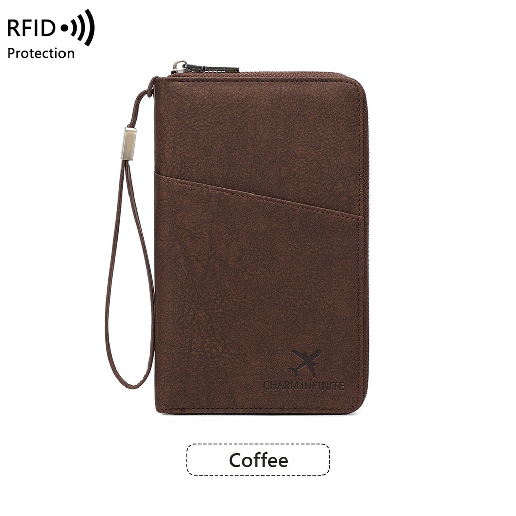 New Rfid Family Passport Holder Wallet Travel Document Storage Bag Simple Large-Capacity Credit Card Protective Case