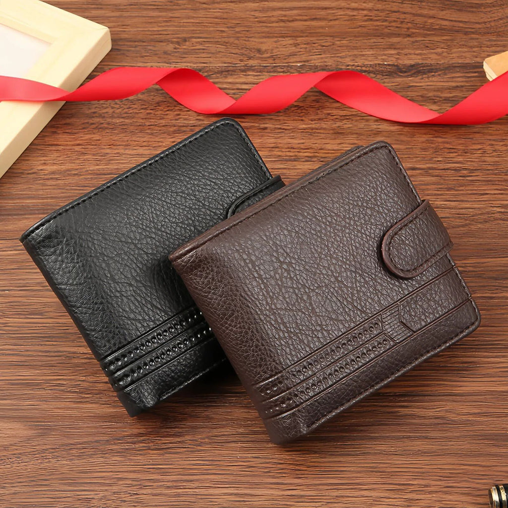 Manufacturers Wholesale New Men's Wallet PU Leather Short Export Cross-border Hasp Business Retro Multi-card Slot Coin PUrse