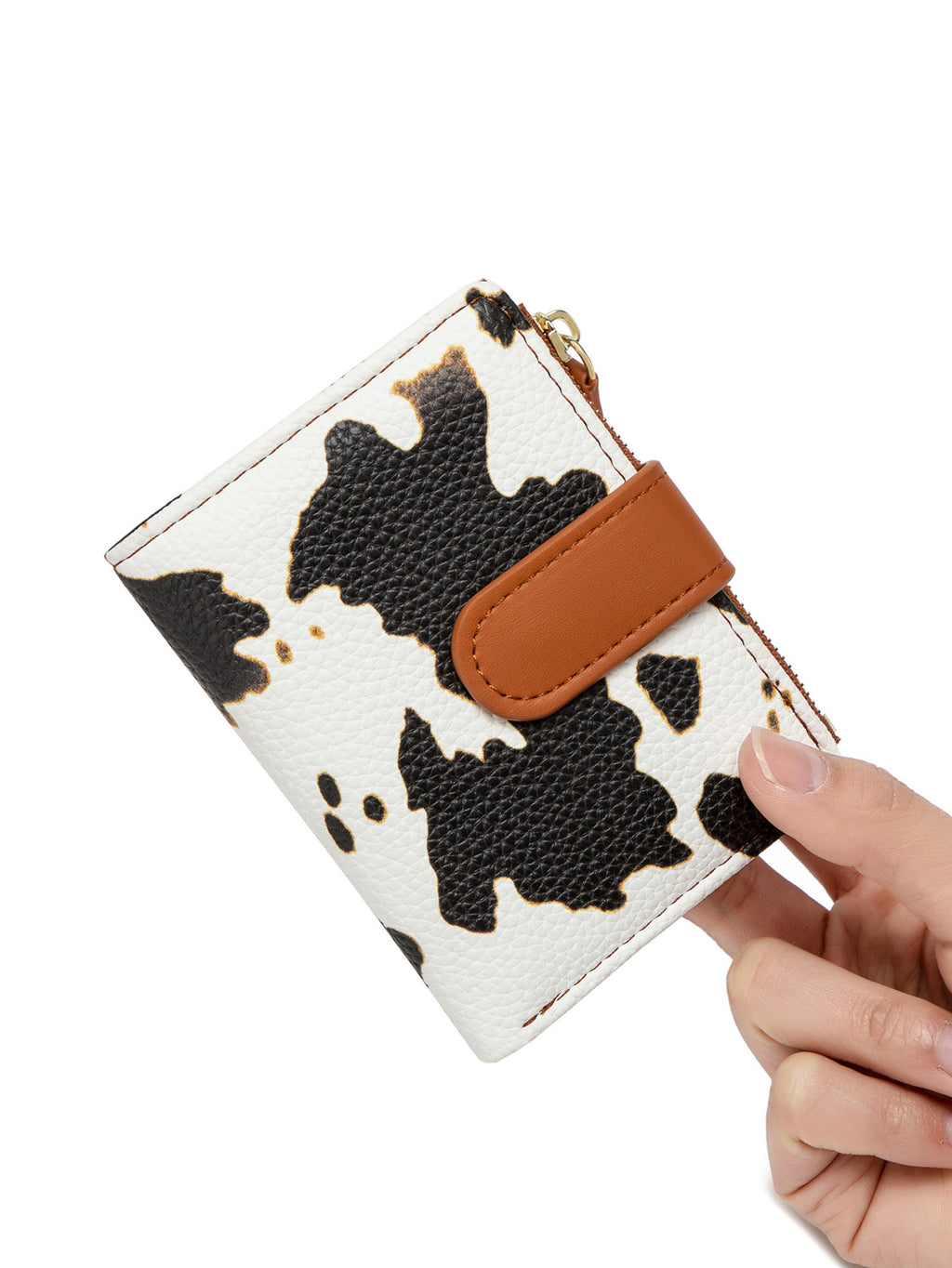 New Creative Zipper Coin Purse, Fashionable Leopard Print Folding Student Wallet, Multi-Functional Portable Coin Bag and Card Holder