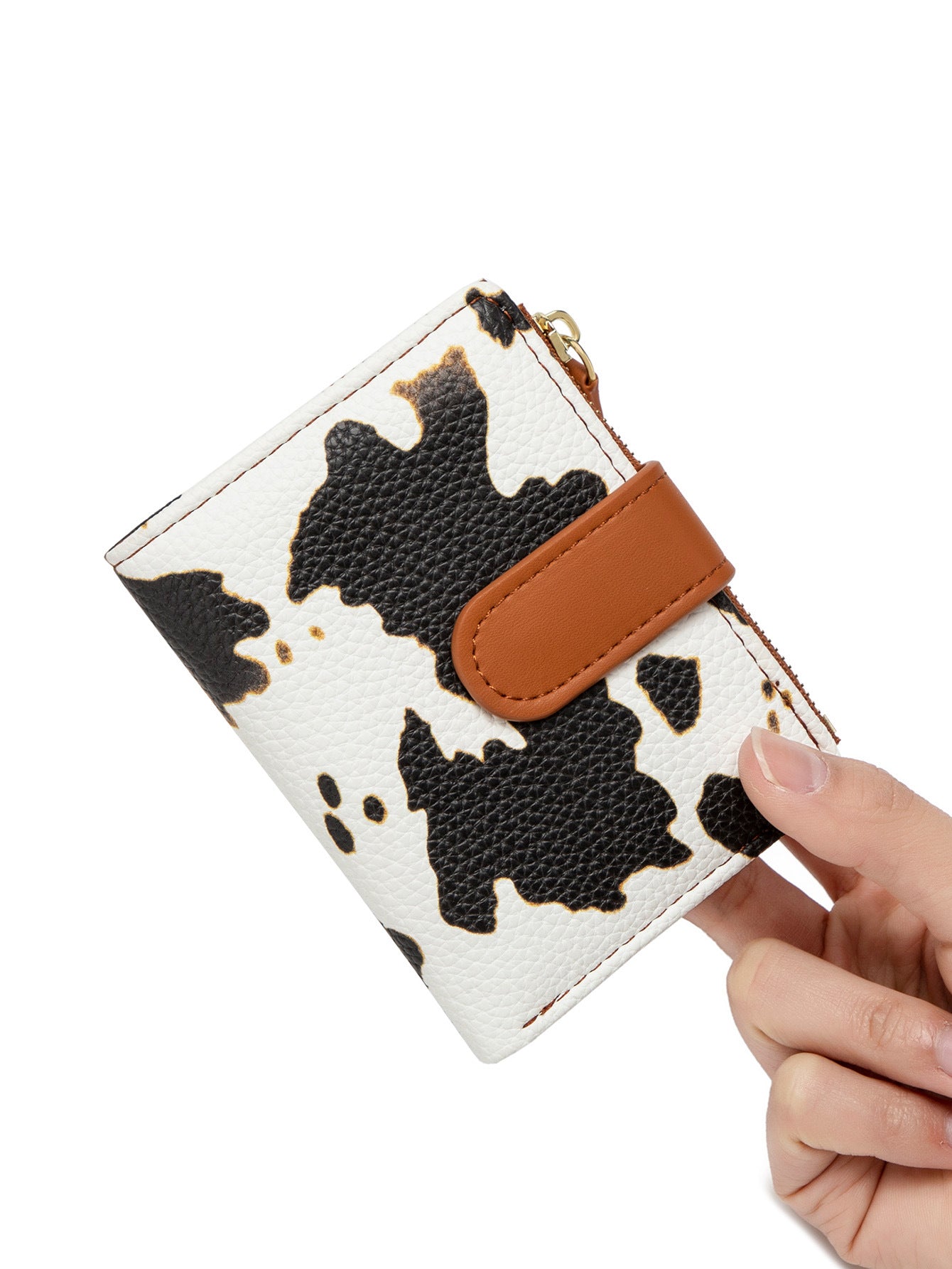 New Creative Zipper Coin Purse, Fashionable Leopard Print Folding Student Wallet, Multi-Functional Portable Coin Bag and Card Holder