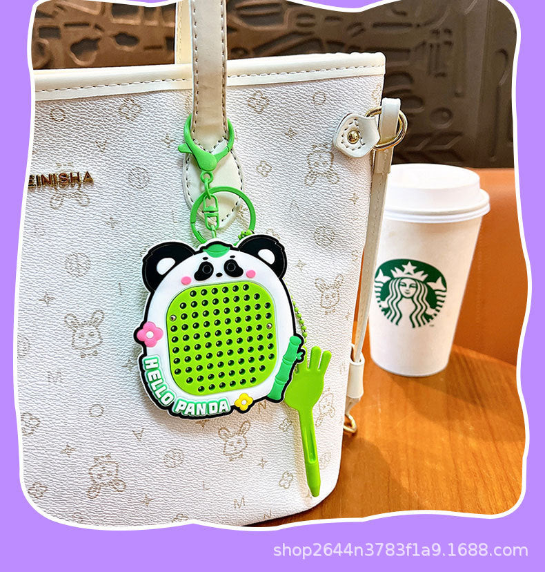 Panda Stress Relief Magnetic Steel Ball Drawing Board Keychain Backpack Pendant Car Keychain Wholesale Small Gift Stress Relief Gadget