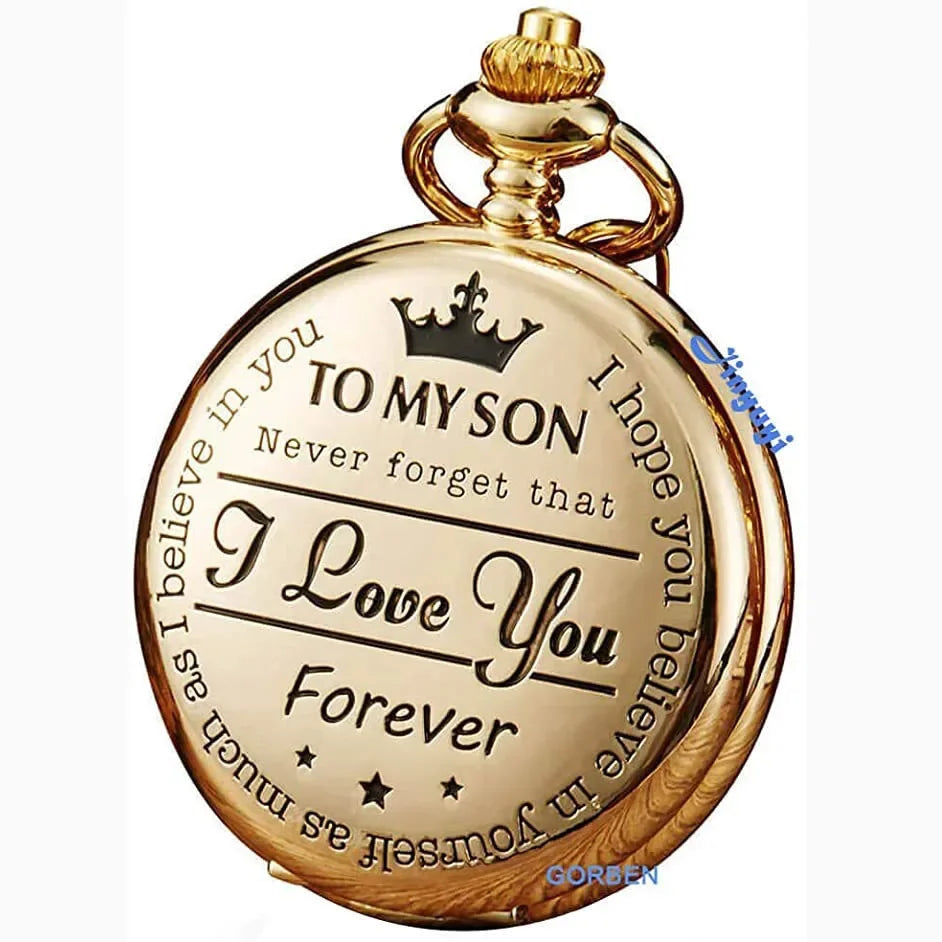 Pocket watch TO MY SON, Husband, GRANDPA carved retro quartz pocket watch pendant retro pocket watch