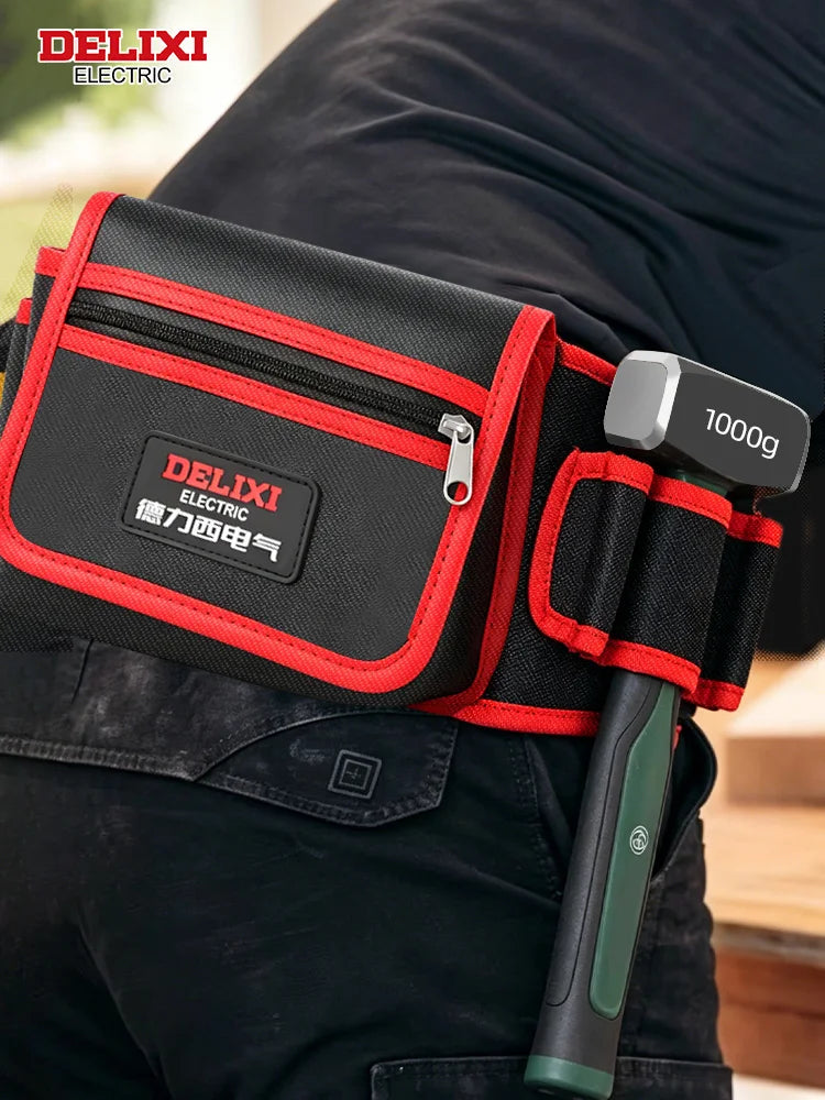 Tool Waist Bag,Puncture-Resistant Oxford Fabric,Zippered Pocket,Portable Multi-Pocket Tool Organizer,for Storage of Small Tools.