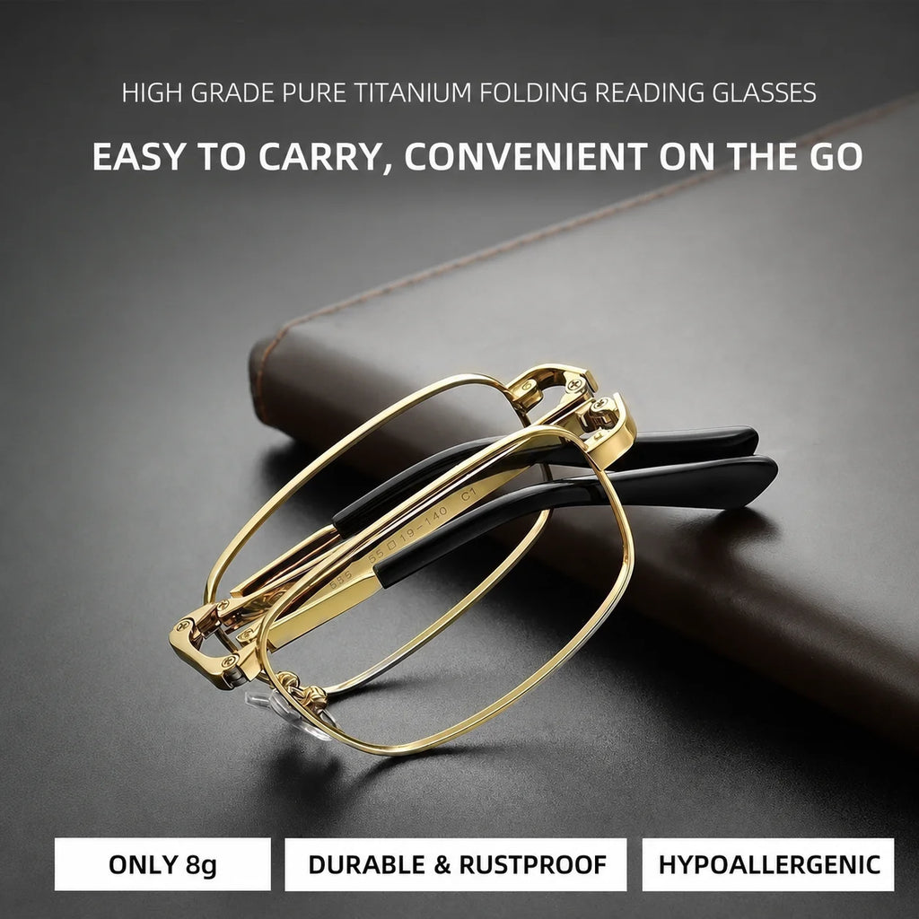 Anti-Blue Light Glasses Foldable Metal Frame Glasses Ultra Light Reading Glasses Hd For Outdoor Commuting Document Reading