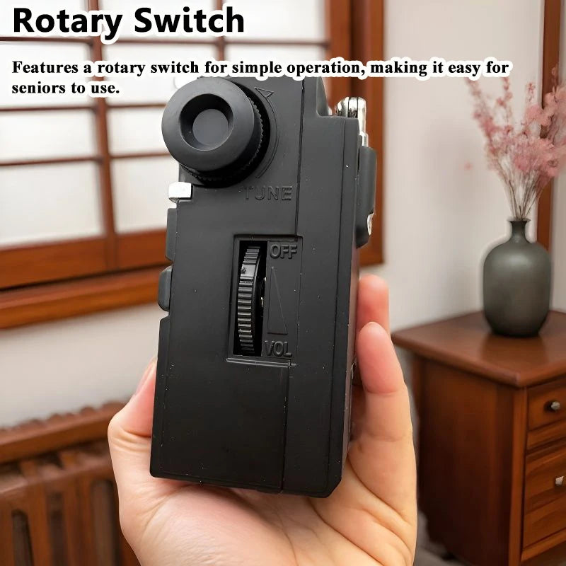 Mini Portable FM AM Radio Rehchargeable Vintage Dual Band Radios with Telescopic Antenna Rotary Switch 2 Power Supply for Elder