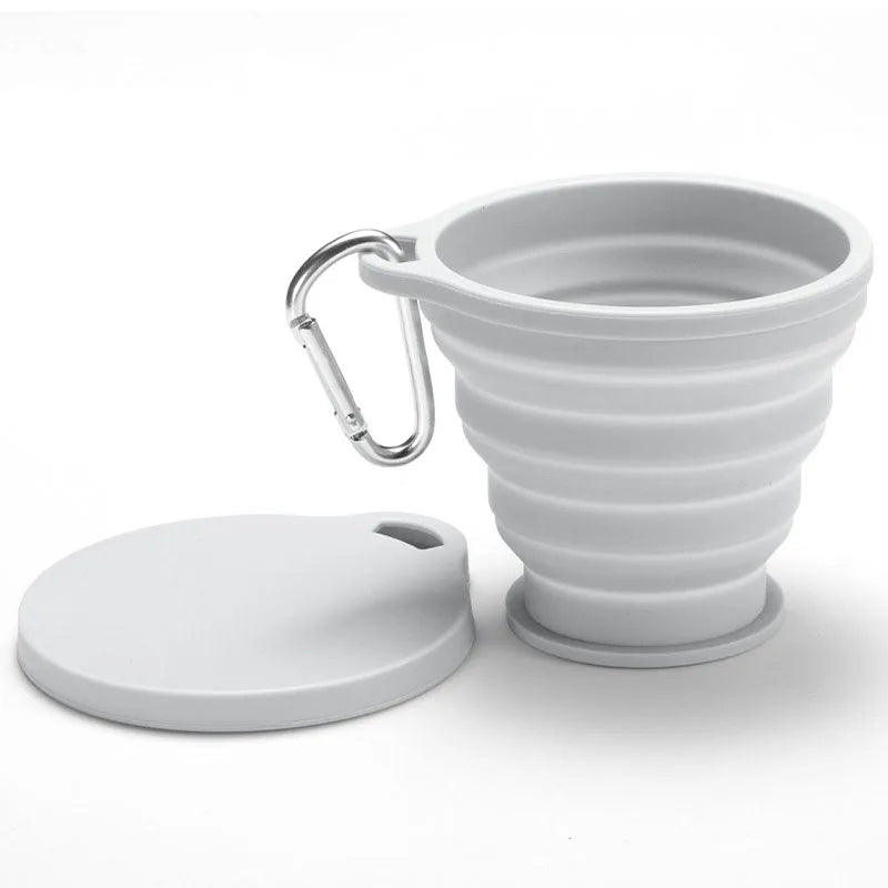 Collapsible Silicone Cup - Portable Foldable Travel Mug for Camping Hiking, BPA-Free Leakproof Water Bottle with Lid