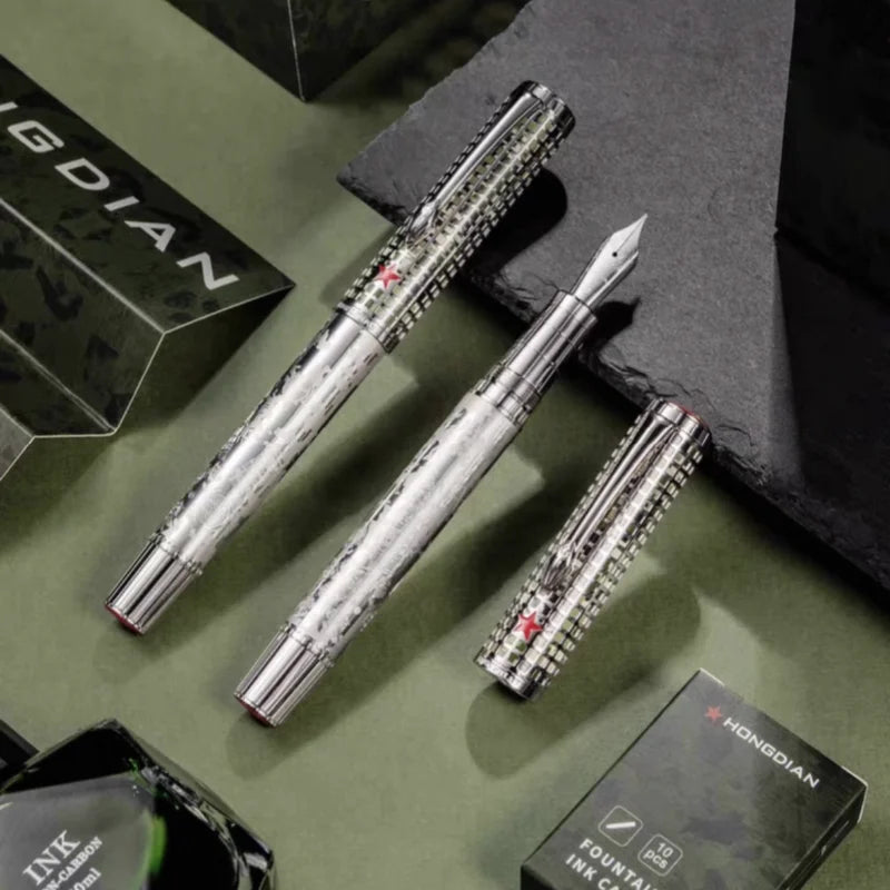 Hongdian WA35 Limited Edition Fountain Pen EF F Nib with Converter Space Shuttle Pattern Writing Gift Pen office study supplies