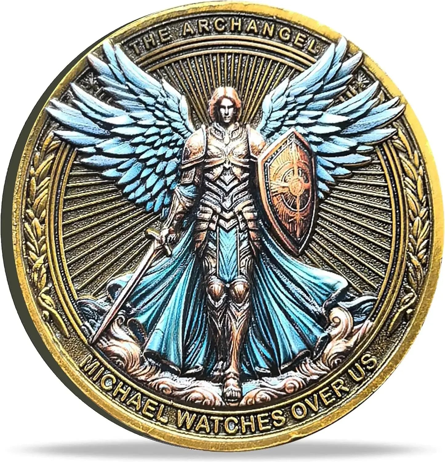 The Archangel Michael Watches Over Us Challenge Coin - Psalm 91:10-11 Inspirational Religious Collectible Coin