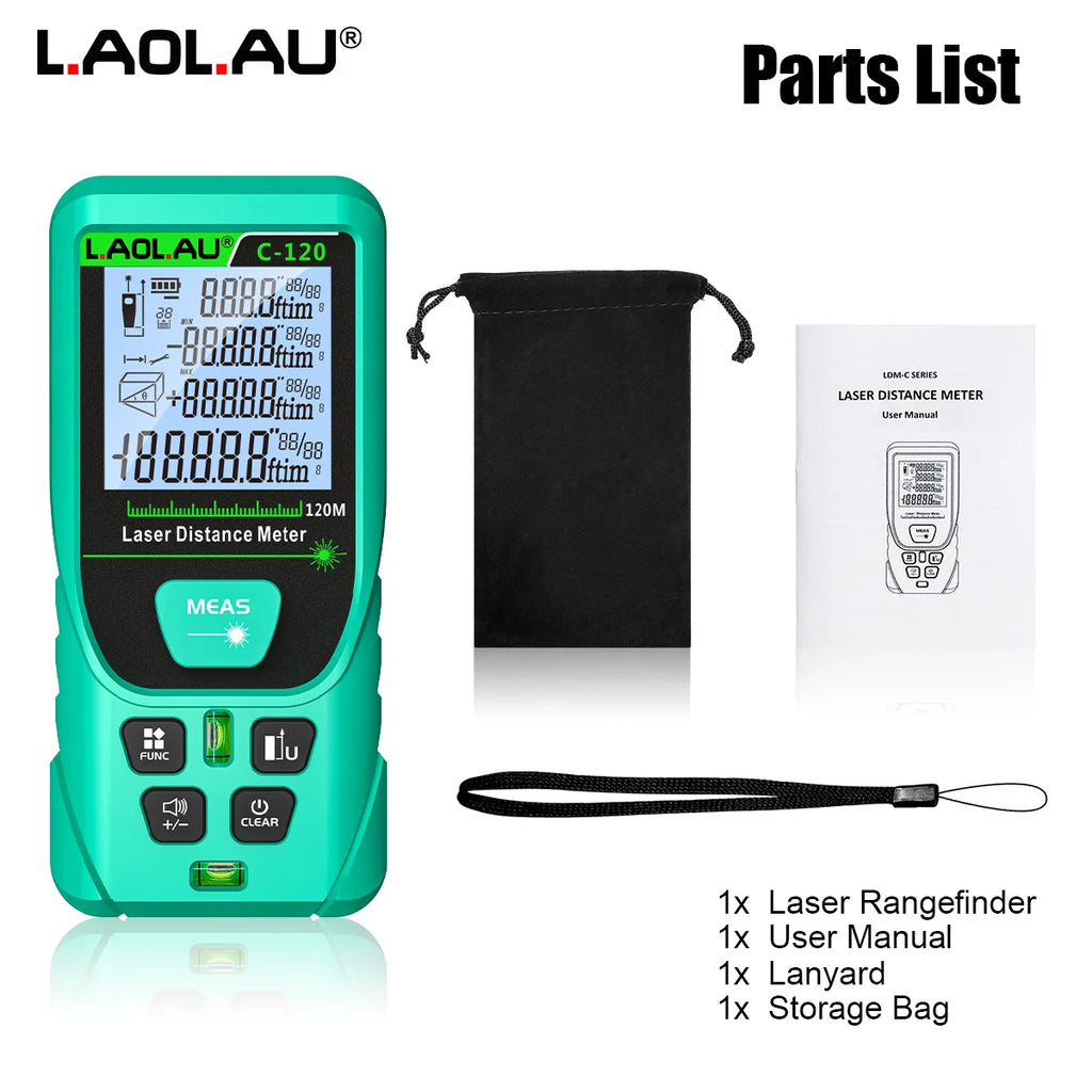 LAOLAU Digital Laser Range Finder RED/Green Laser Beam Meter High Precision Measuring Tools Backlit Screen IP54 Waterproof