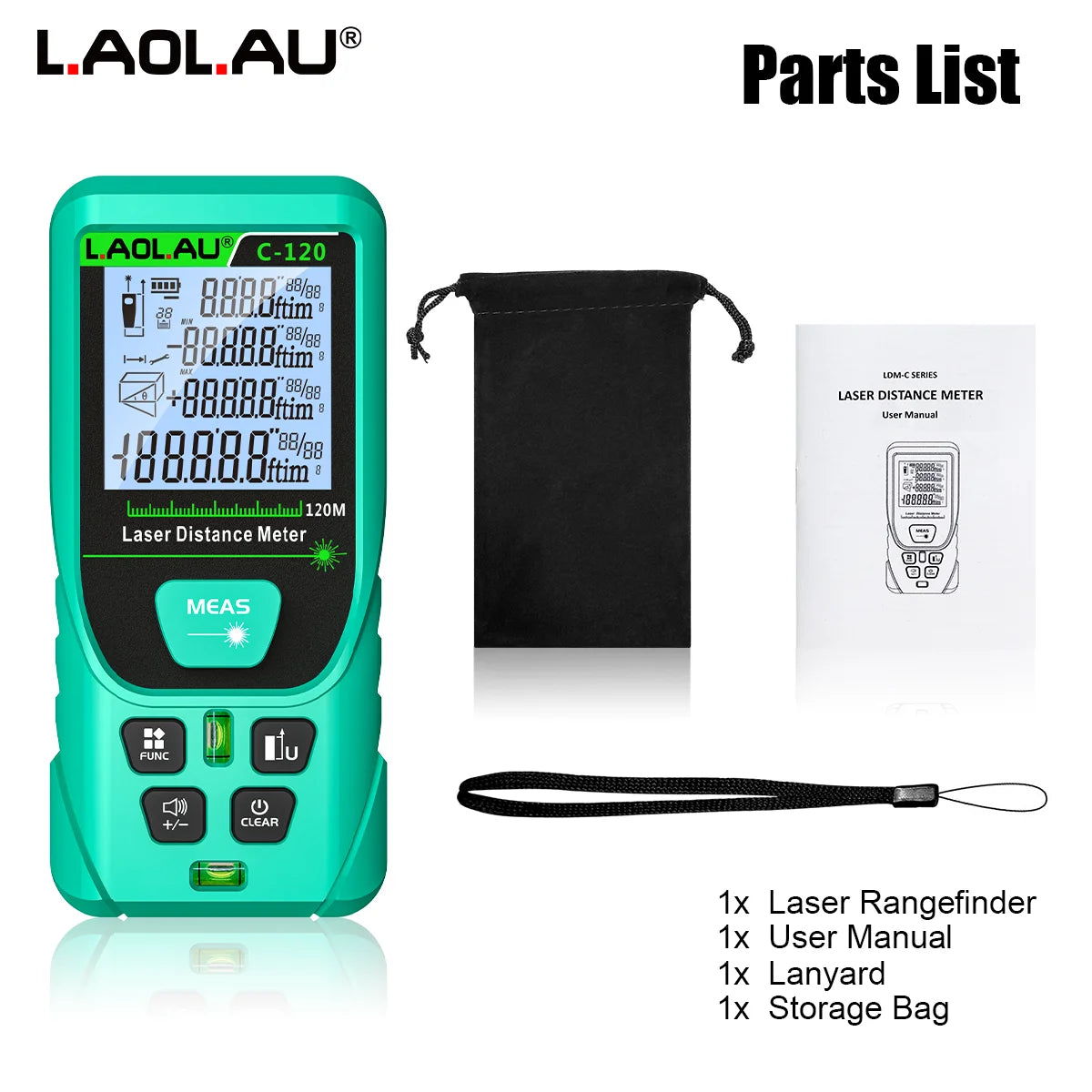 LAOLAU Digital Laser Range Finder RED/Green Laser Beam Meter High Precision Measuring Tools Backlit Screen IP54 Waterproof