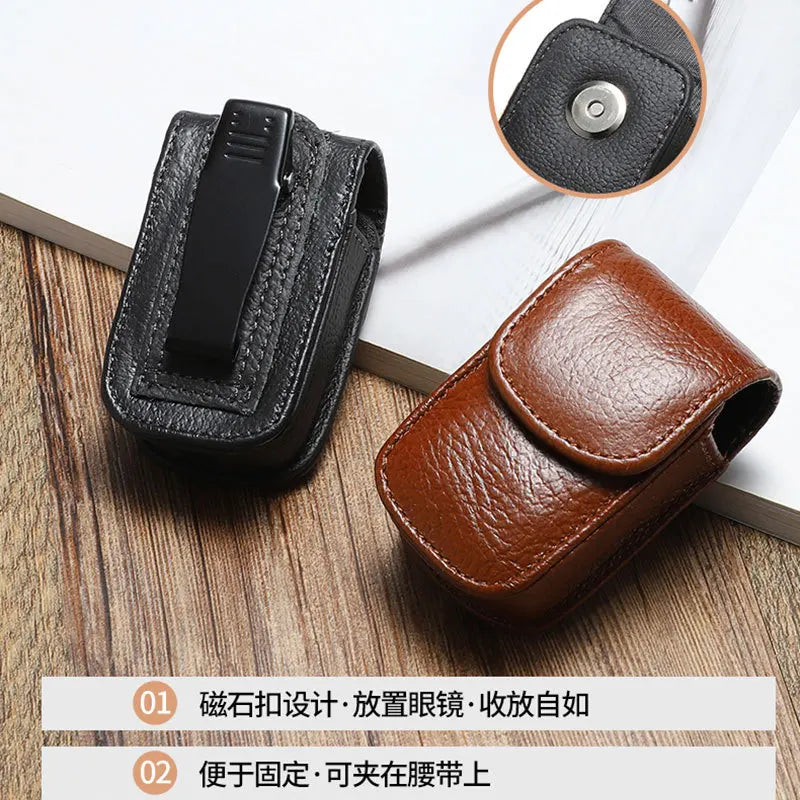 Classic Belt  Wearable PU Glasses Case Men Portable Leather Folding Glasses Storage Box Women