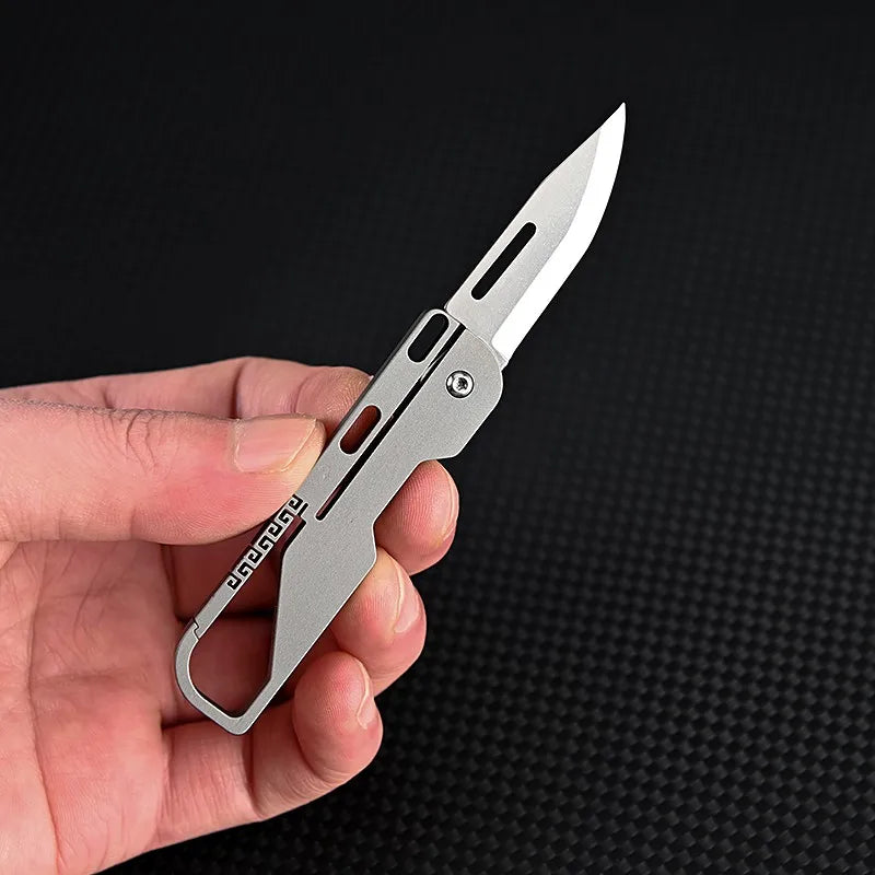 Titanium Alloy Pocket Knife Camping Survival Multitool Mini Folding Knife Outdoor EDC  Tools Bucket Keychain Unboxing Cutter
