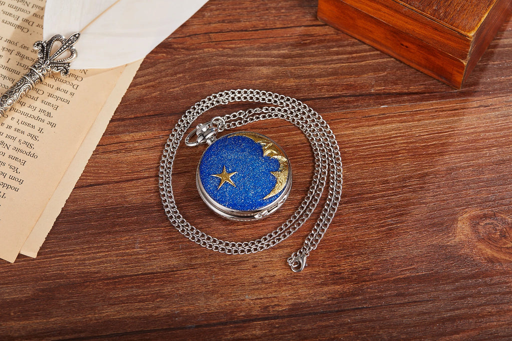 Retro men pocket watch college windy day moon stars personality appearance women pocket watch children quartz pocket watch