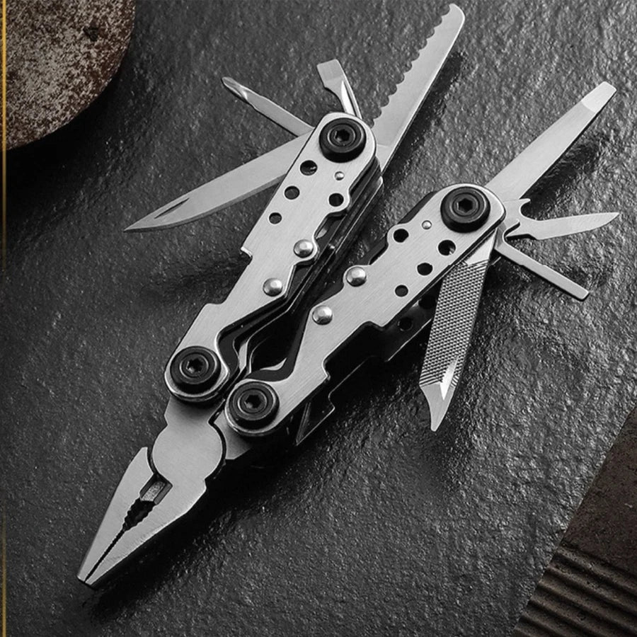 11-in-1 Multi-Tool Pliers Stainless Steel, Folding EDC Pocket Multitool with Knife & Screwdriver for Camping Hiking Survival