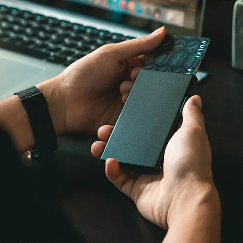 Smart Wallet Credit Card Holder Metal Thin Slim Men Women Wallets Pop Up Minimalist Wallet Small Black Purse Metal Vallet