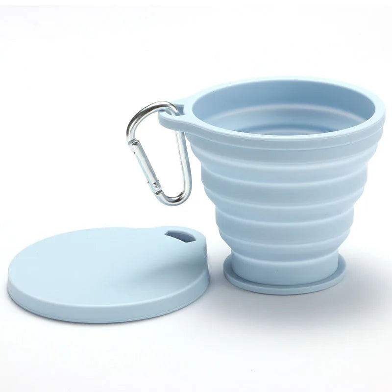 Collapsible Silicone Cup - Portable Foldable Travel Mug for Camping Hiking, BPA-Free Leakproof Water Bottle with Lid