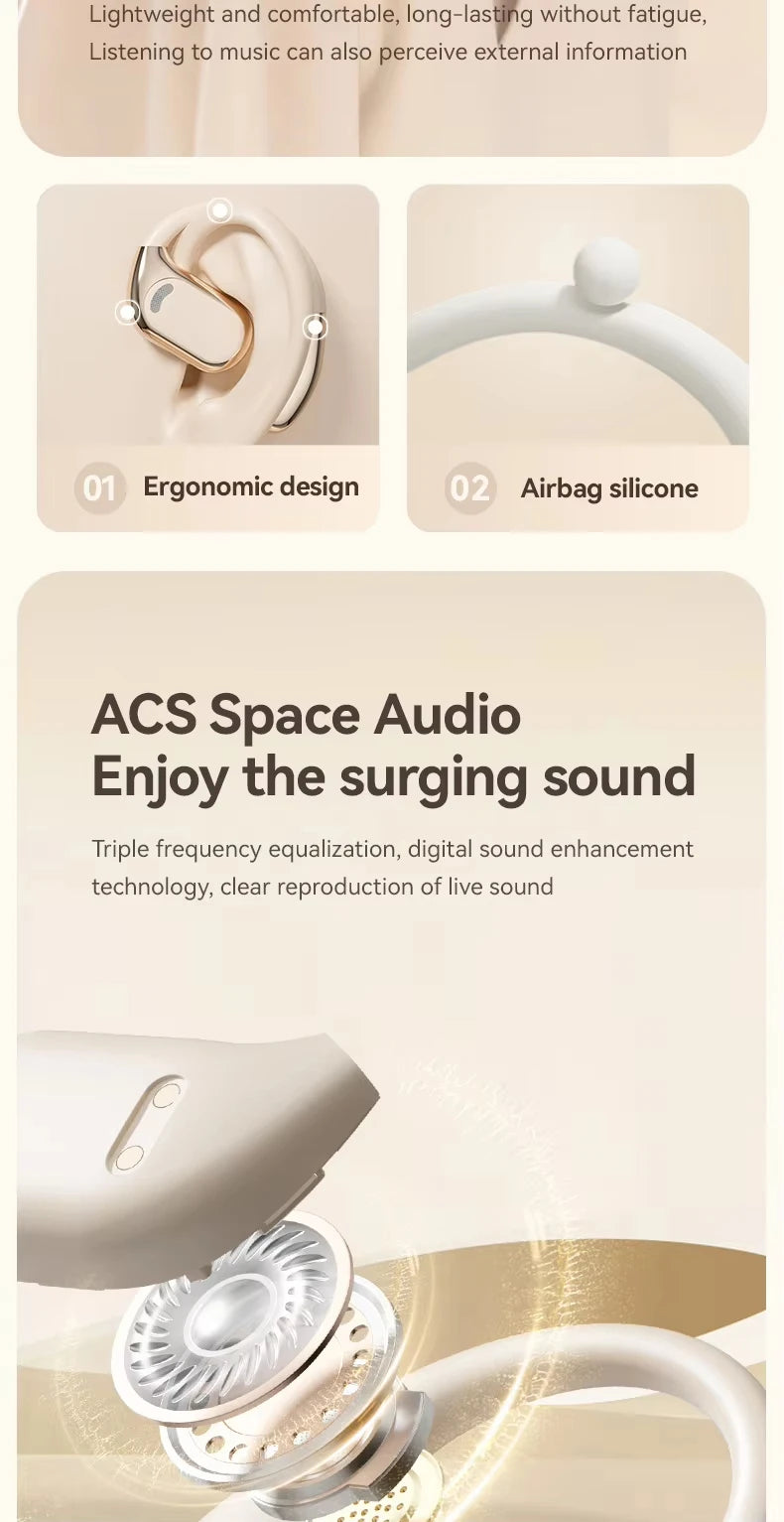 Open Ear Earbuds Wireless Earbuds Bluetooth 5.4,LED Display Bluetooth Earphone,AI Noise Reduction Touch Controls,72hr Playtime