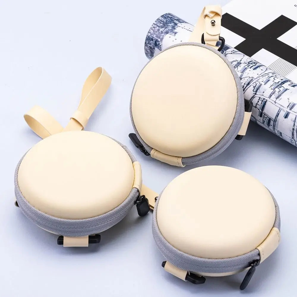 Foldable Round Sunglasses Storage Case Retro Fashion Beige Eyeglasses Pouch EVA Folding Glasses Case Portable