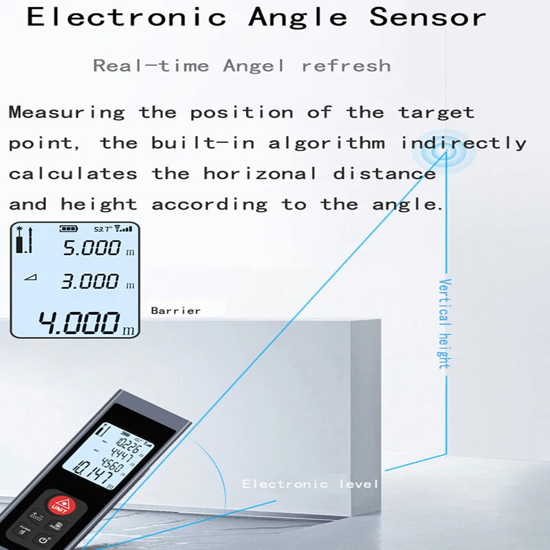Laser rangefinder, aluminum alloy shell, USB charging, multiple measurement modes, 262FT/328FT distance with angle function