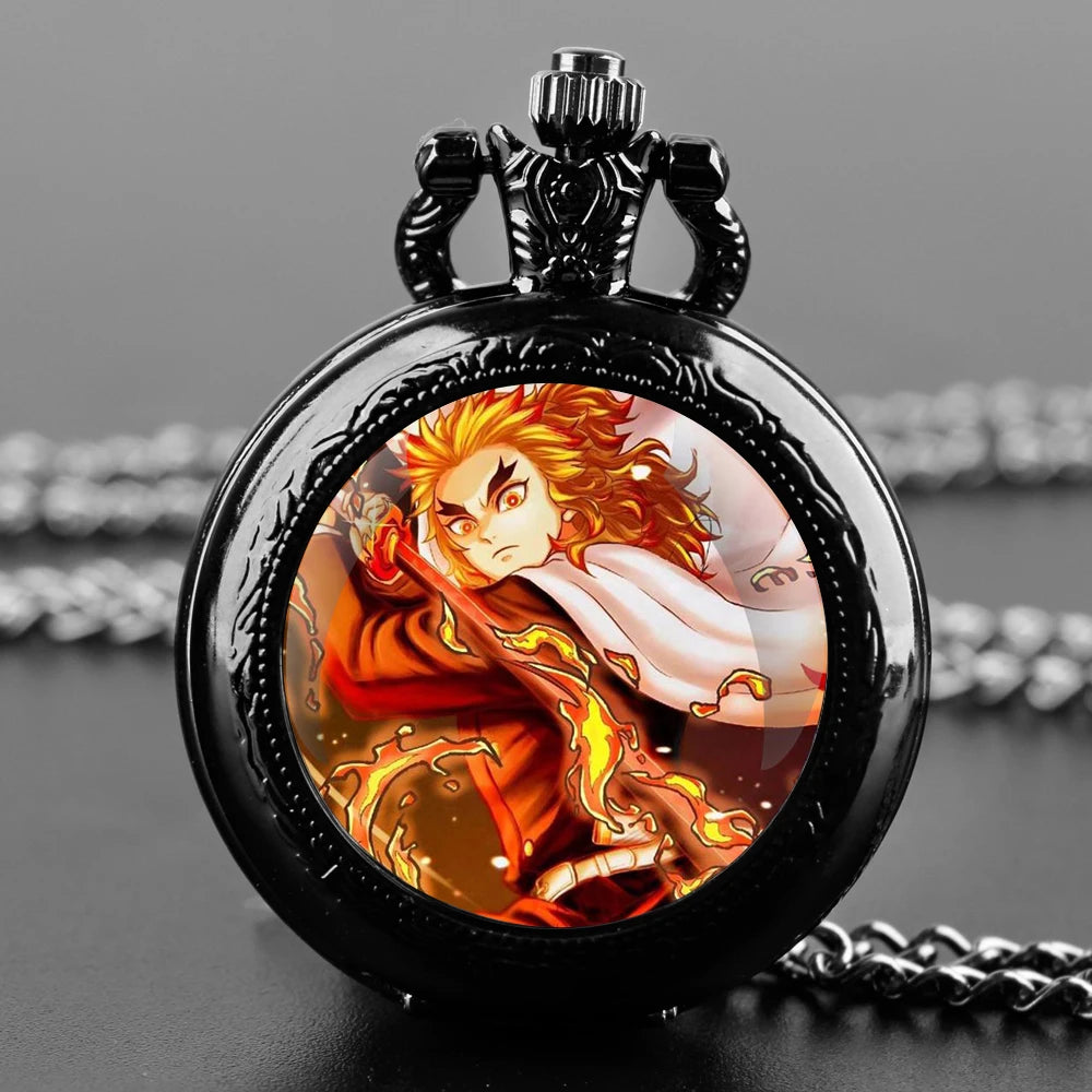 Jujutsu Kaisen Pocket Watch Elegant Exquisite Reteo Black Creative Design Quartz Pocket Watches for Women Men Children