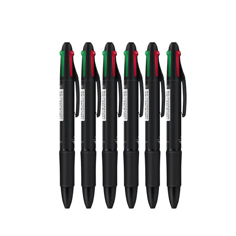 Deli Multi color Ballpoint Pen  Four color Ink Pen Color Atomic Pen Multi functional for Taking Notes and Marking Black Blue Red
