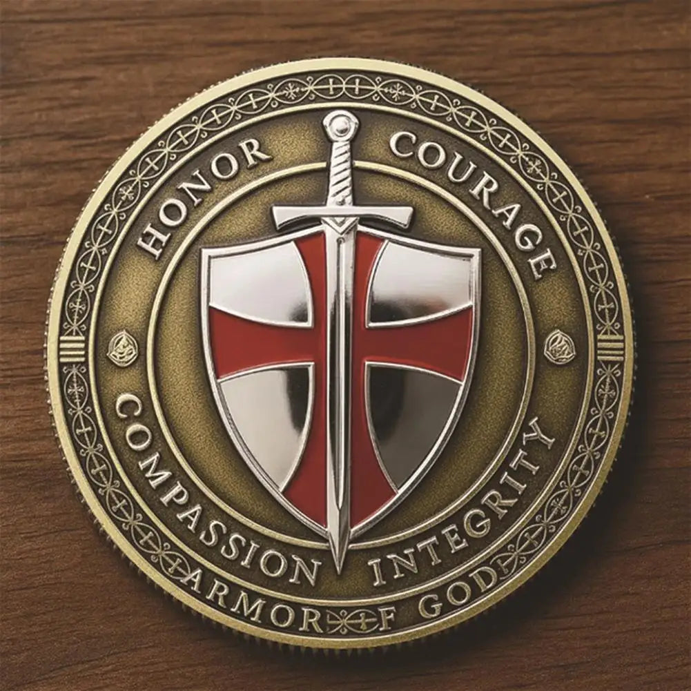 Challenge Coin Holy Challenge Coin Knight Prayer Commemorative Coin Christian Faith Symbolism Gift for Men Collectors Christian