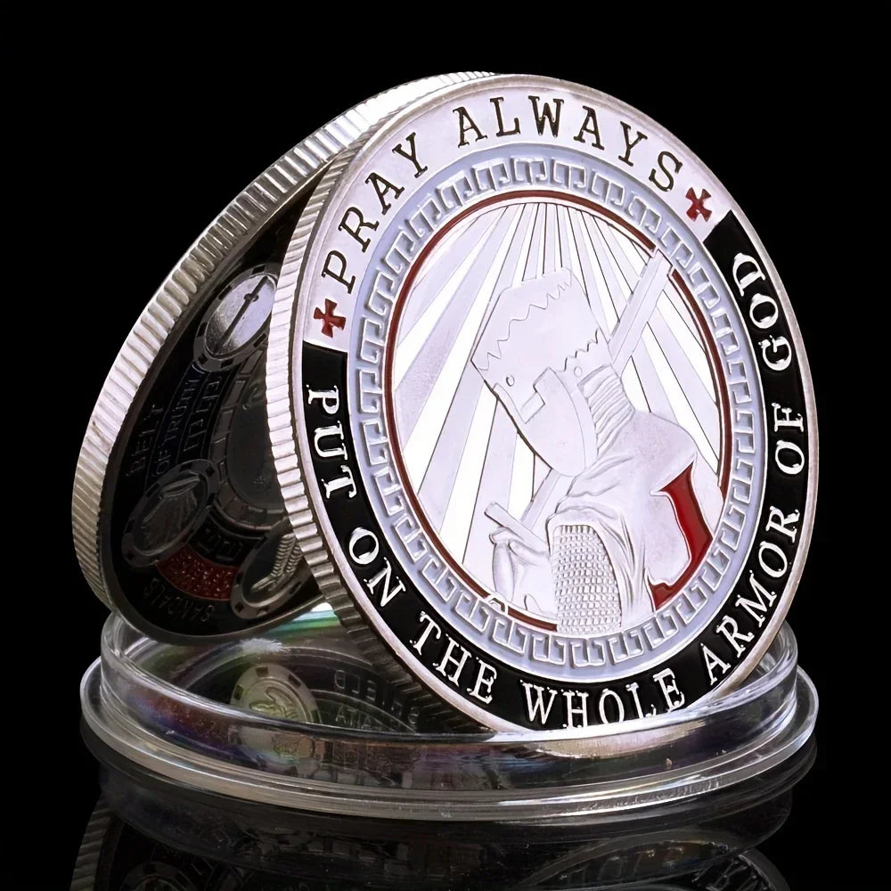 Full Armor Of God Challenge Coin - Pray Always Souvenir Collectible - Golden Commemorative Coin