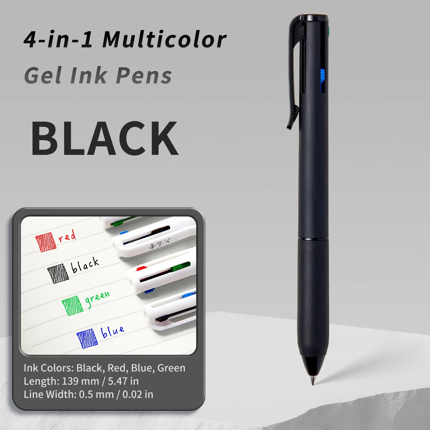 4-in-1 Multicolor Gel Pens, 0.5mm Fine Tip, 4 Colors Retractable Ballpoint Pen for School, Office & Journaling