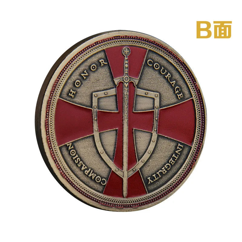 Knight Templar Challenge Coin Red Cross Crusaders Medal Creed Token in Capsule Honor Badge Commemorative Coin
