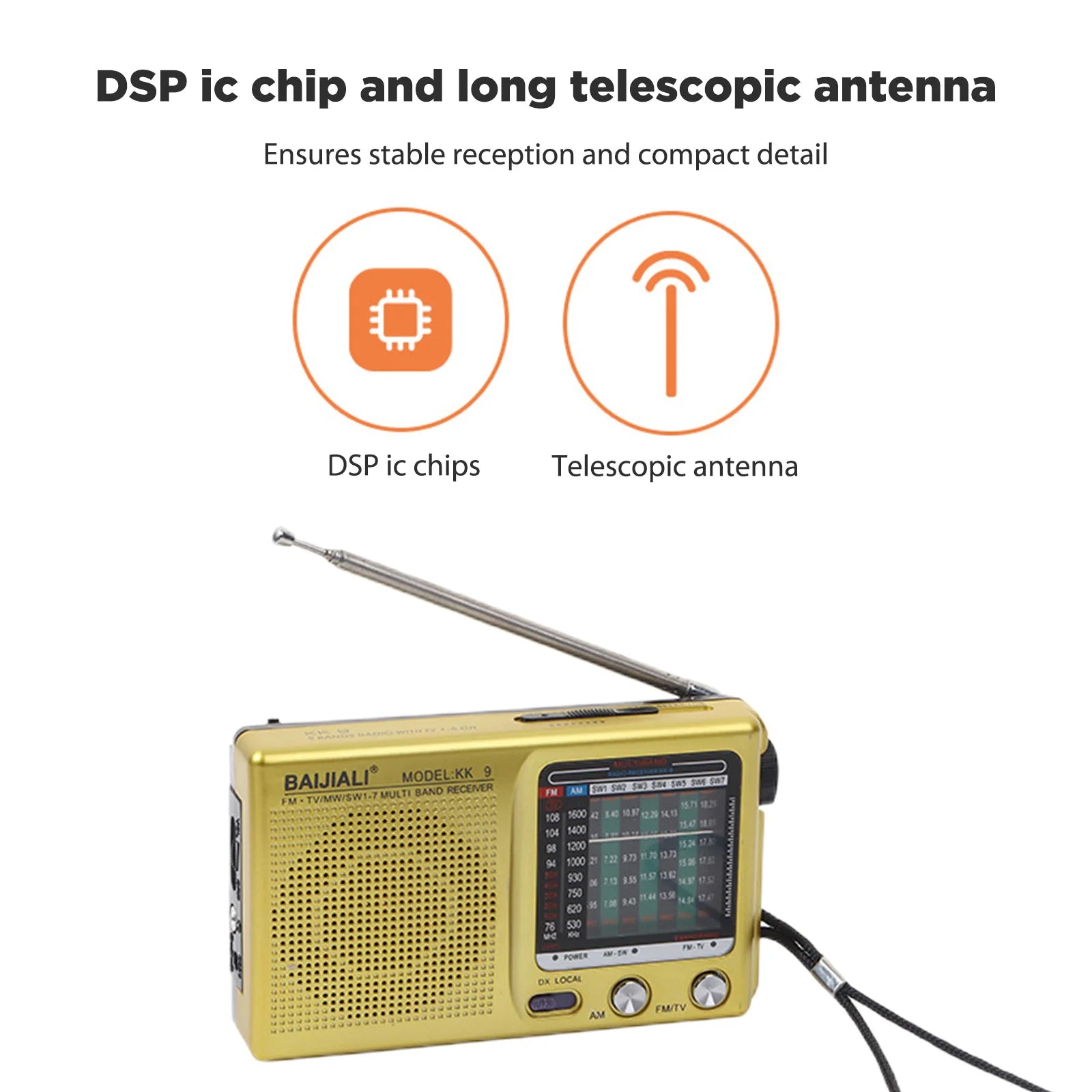 Plastic Emergency Weather Radio Full Band Portable Weather Radio SW AM FM Handheld Mini Radio Battery Powered for Indoor Outdoor