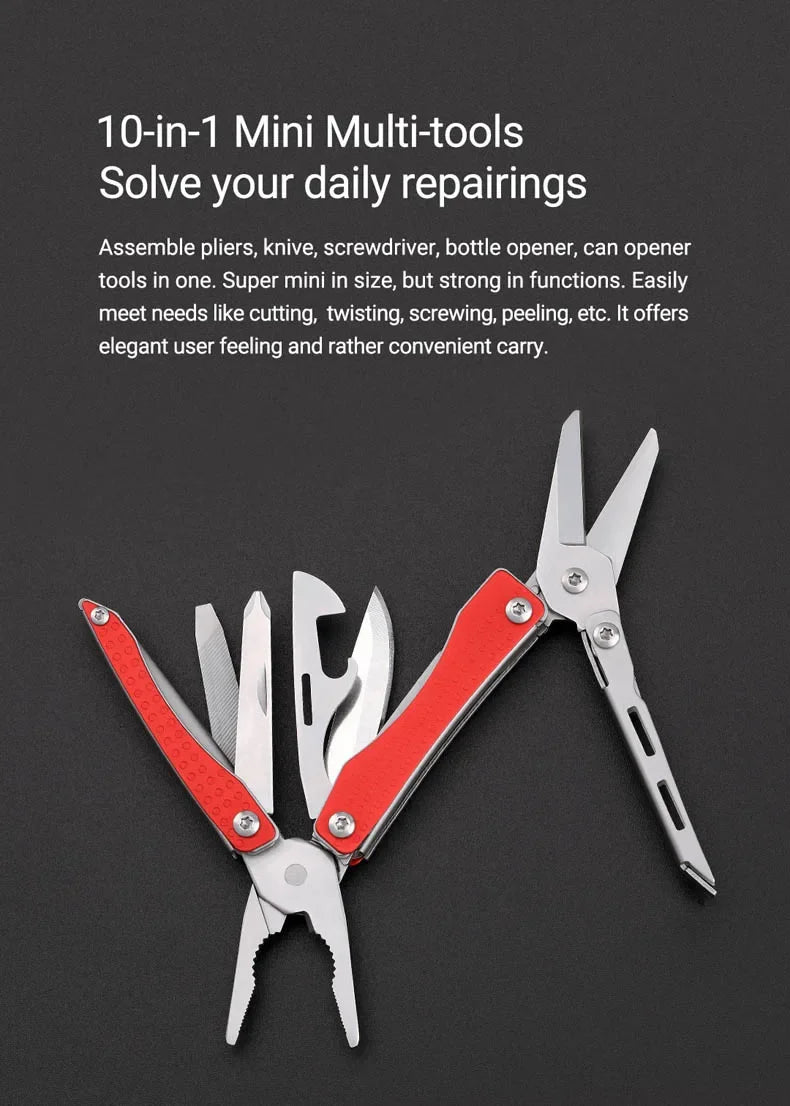 NexTool Mini Flagship Multitool 10 in 1 Mini EDC Keychain Multi Tool Folding Pliers Pocket Knife Scissors Outdoor Tools