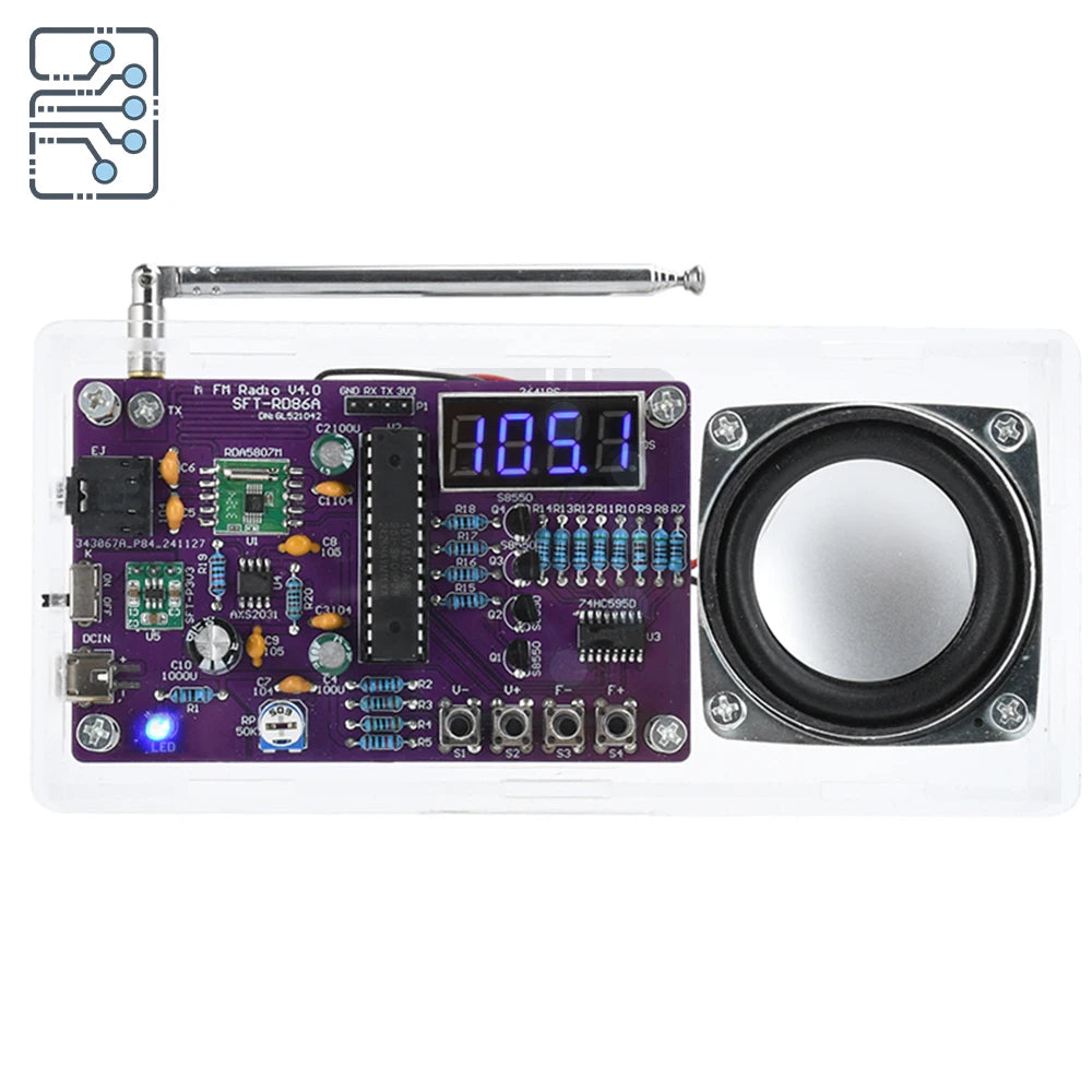 Radio electronic DIY kit AXS2031 FM radio digital tube display radio single chip learning assembly parts 87.5MHz~108MHZ