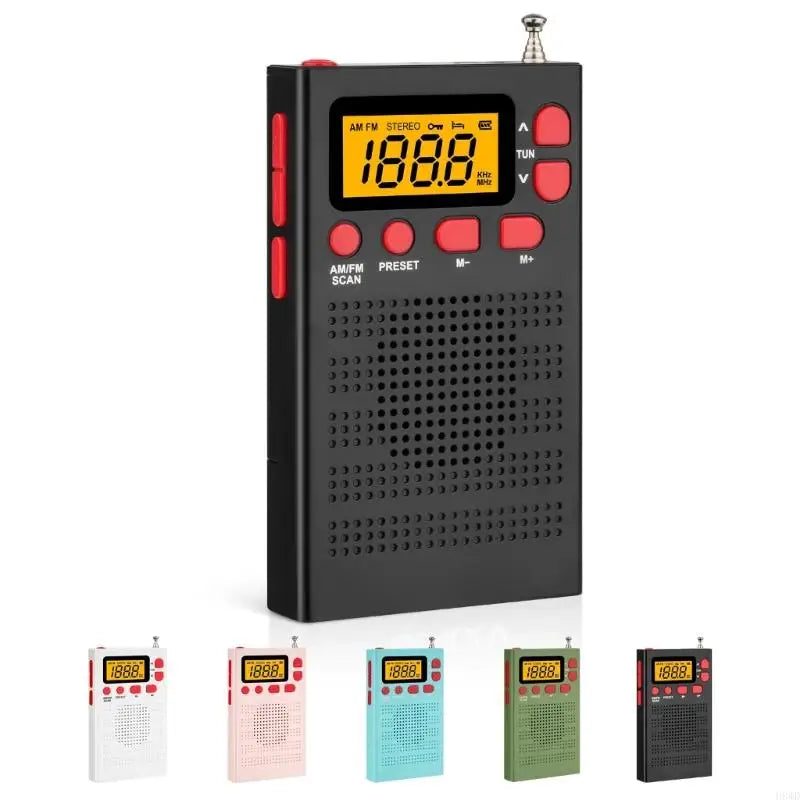 Portable Radio Mini FM Weather Radio Pocket Radio Player LCD Screen Digital Radio Long Distance Best Reception H8WD