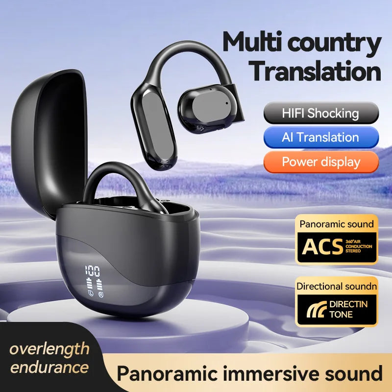Wireless Bluetooth earbuds, simple over-the-ear design, non-intrusive, open sound quality, business style, with battery display