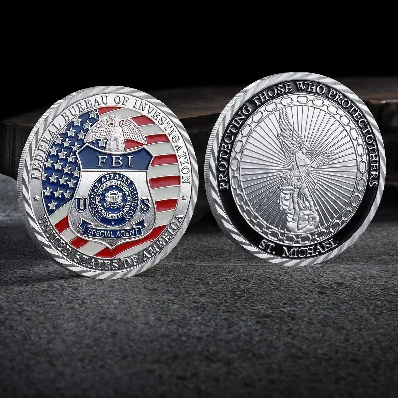 US FBI Themed Coins, Military Challenge Coins, Metal Electroplating Process Products, Badges, Commemorative Gold Coins