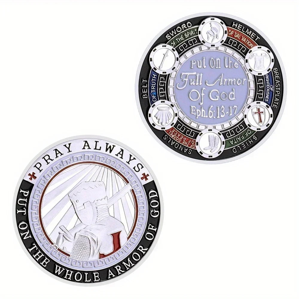 Full Armor Of God Challenge Coin - Pray Always Souvenir Collectible - Golden Commemorative Coin