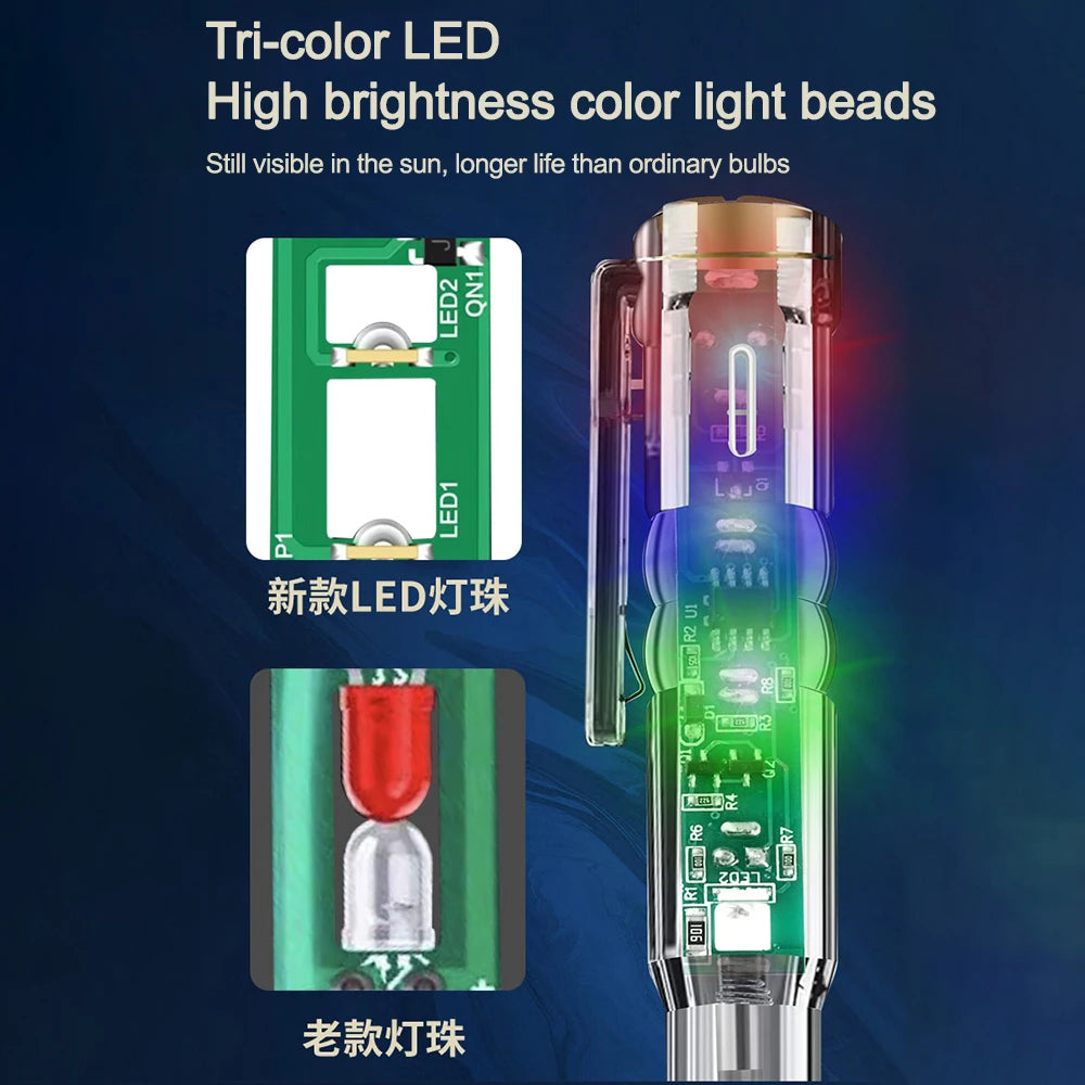 AC24-250V Intelligent Voltage Circuit Tester Pen Screwdriver Electric Test Detector Slotted Screwdriver Test Pen with Buzzer