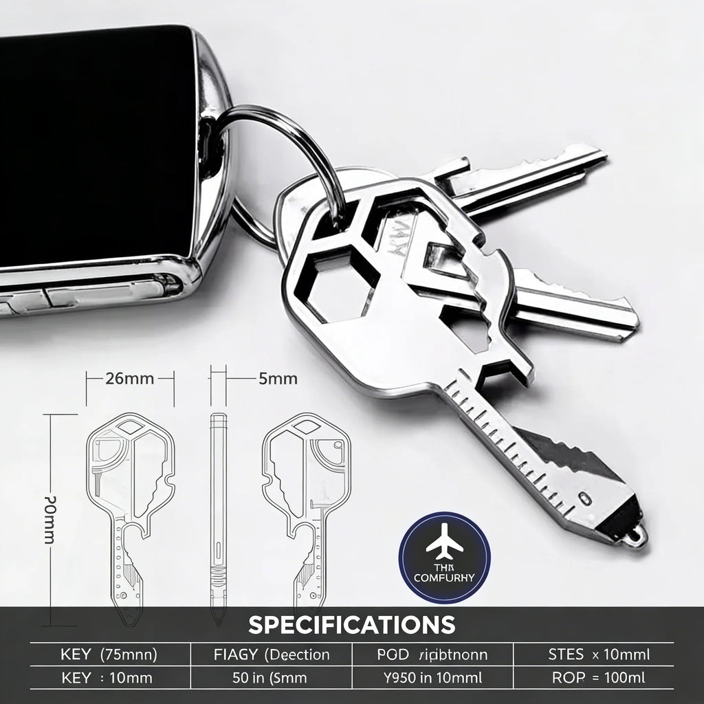 Multi-tool | Original Key Shaped Pocket Tool | Stainless Steel Keychain Utility Gadget | 16+ Tools | TSA Safe Multitool