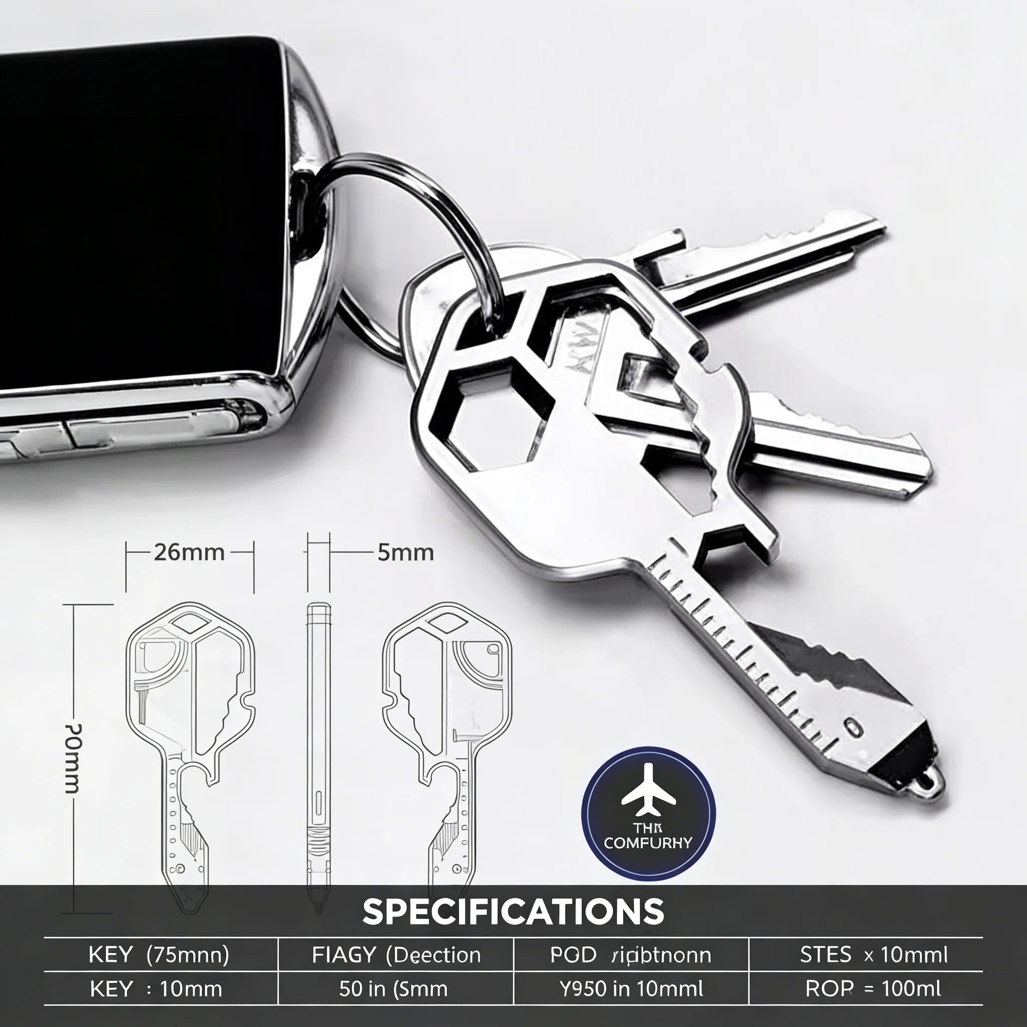 Multi-tool | Original Key Shaped Pocket Tool | Stainless Steel Keychain Utility Gadget | 16+ Tools | TSA Safe Multitool