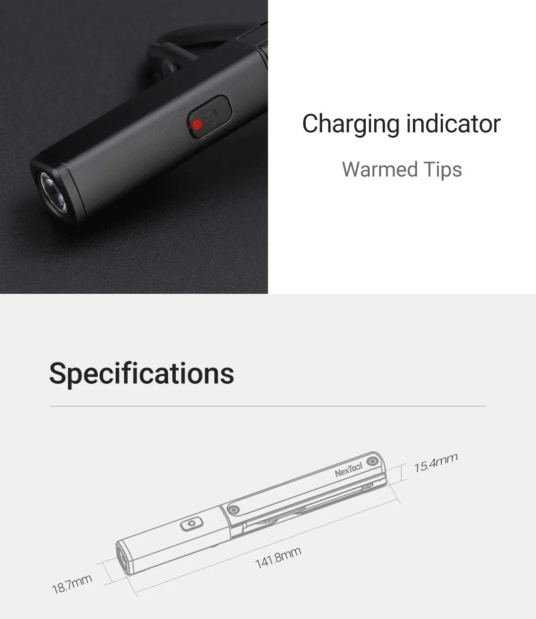 NexTool Mini Multi Tool 3 in 1 Pocket Knife Scissors Pen Tools N1 Portable Outdoors USB Rechargeable IPX4 Waterproof Flashlight