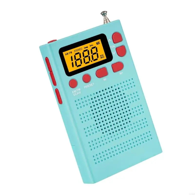 Portable Radio Mini FM Weather Radio Pocket Radio Player LCD Screen Digital Radio Long Distance Best Reception H8WD