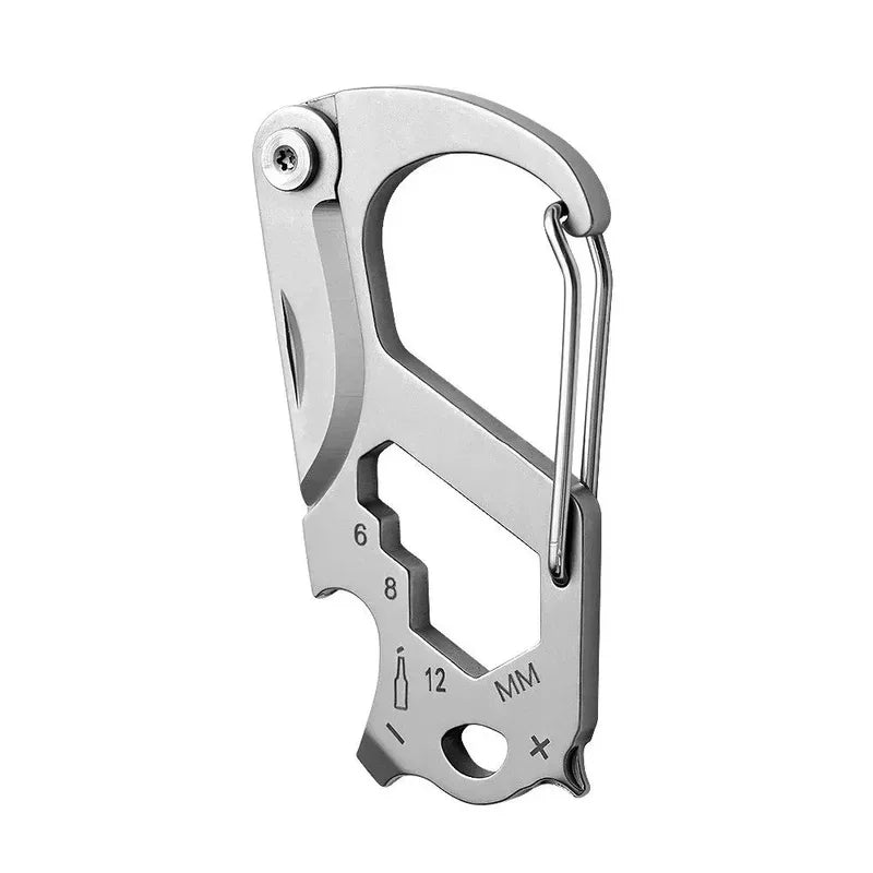 Stainless Steel 6-in-1 EDC Car Keychain – Knife, Bottle Opener & Multi-Bit Screwdriver