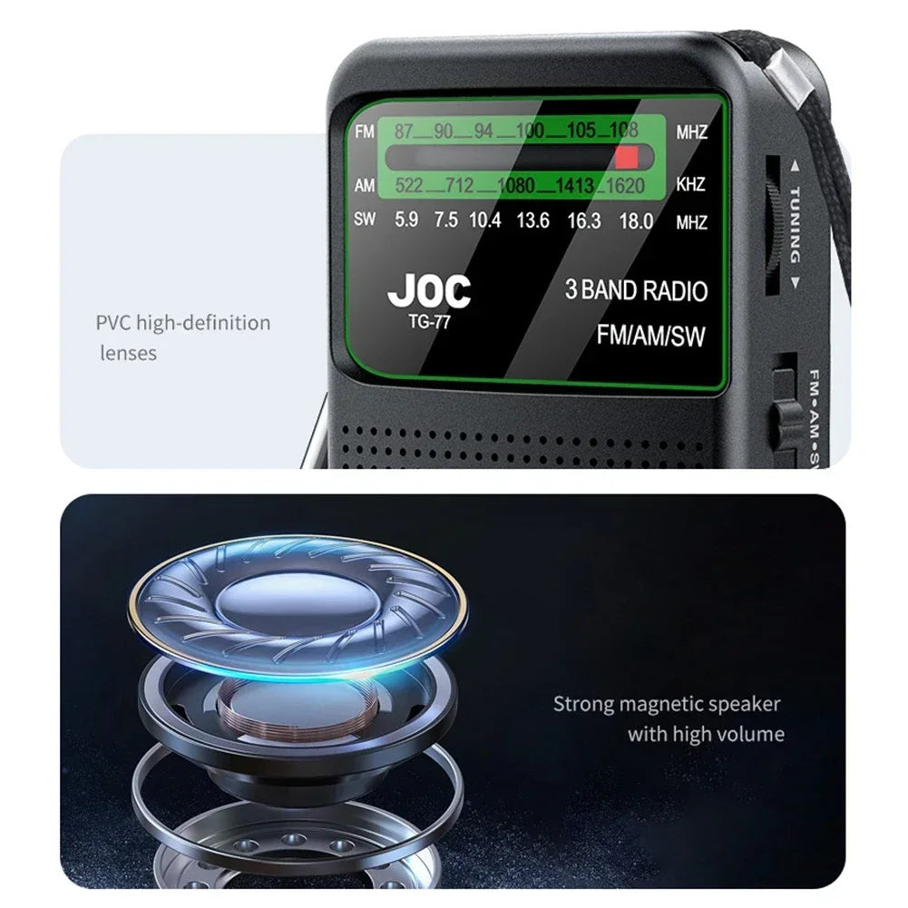 Portable Radio AM FM SW Pocket Radios with Rechargeable Battery Built in Speaker with HD Display Screen Mini FM Receiver Radios