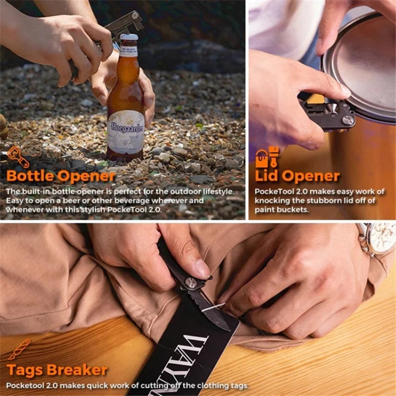 Multi functional knife tool card EDC outdoor survival folding wrench tool knife stainless steel combination knife card