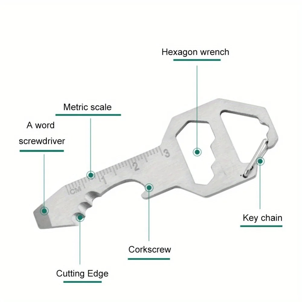 1PC Compact Outdoor Survival Bottle Opener Wrench Screwdriver Pocket EDC Multi Tool Keychain Outdoor Survival Gear Gadget