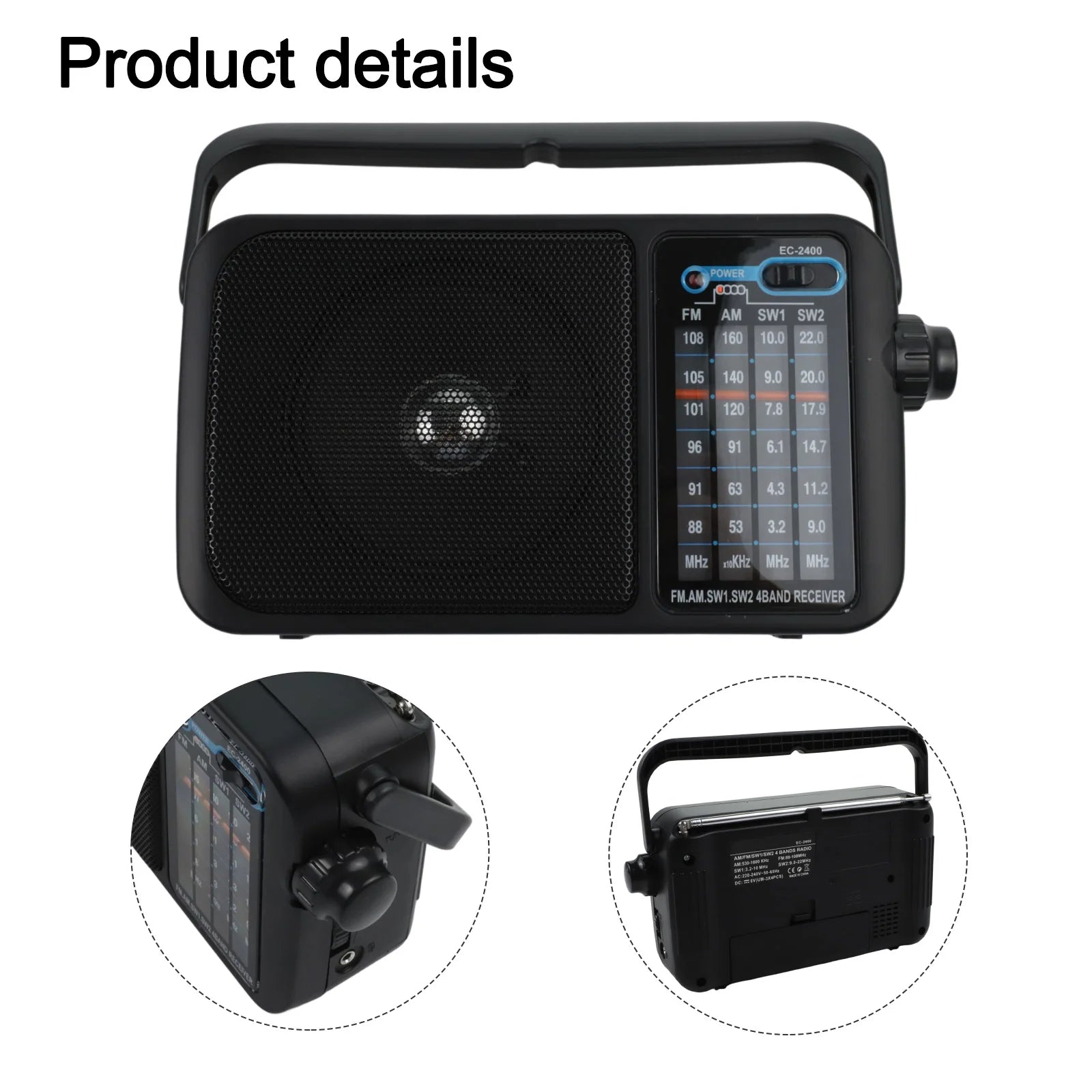1pc Retro Multi-Band Radio Portable Elegant Full Band Handheld Weather Radio Built-in Speaker For-Emergency Radio Accessories