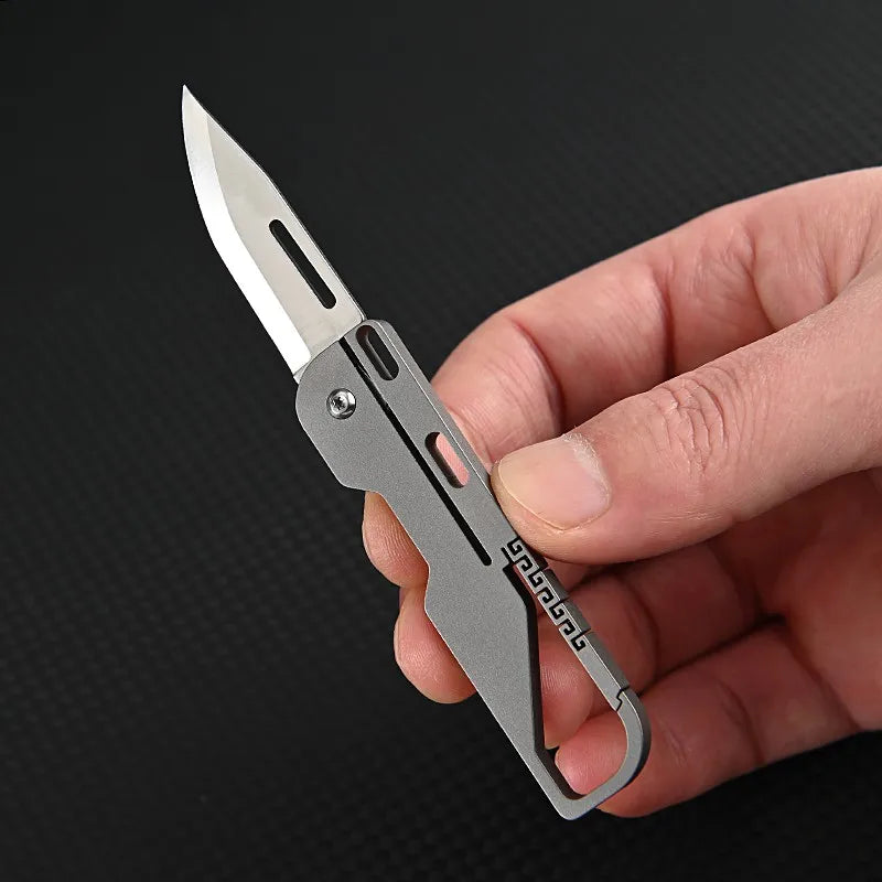 Titanium Alloy Pocket Knife Camping Survival Multitool Mini Folding Knife Outdoor EDC  Tools Bucket Keychain Unboxing Cutter