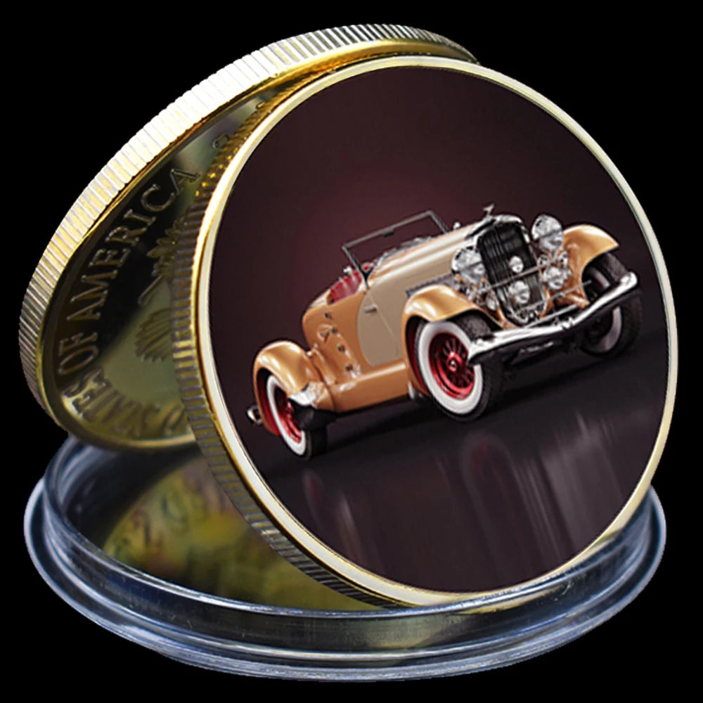Classic Cars Gold/silver Challenge Coins Vintage Luxury Car Challenge Medals Rider's Best Collection Men's Holiday Gifts