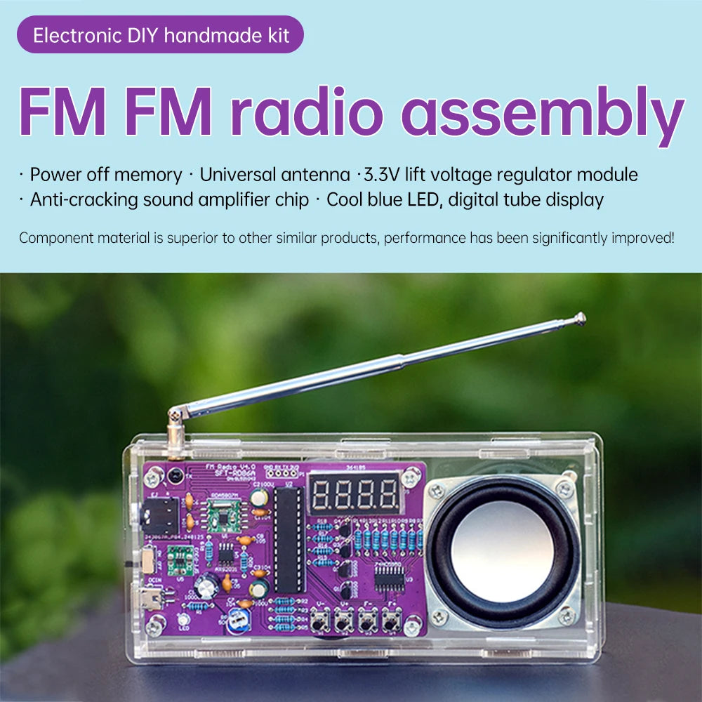 Radio electronic DIY kit AXS2031 FM radio digital tube display radio single chip learning assembly parts 87.5MHz~108MHZ