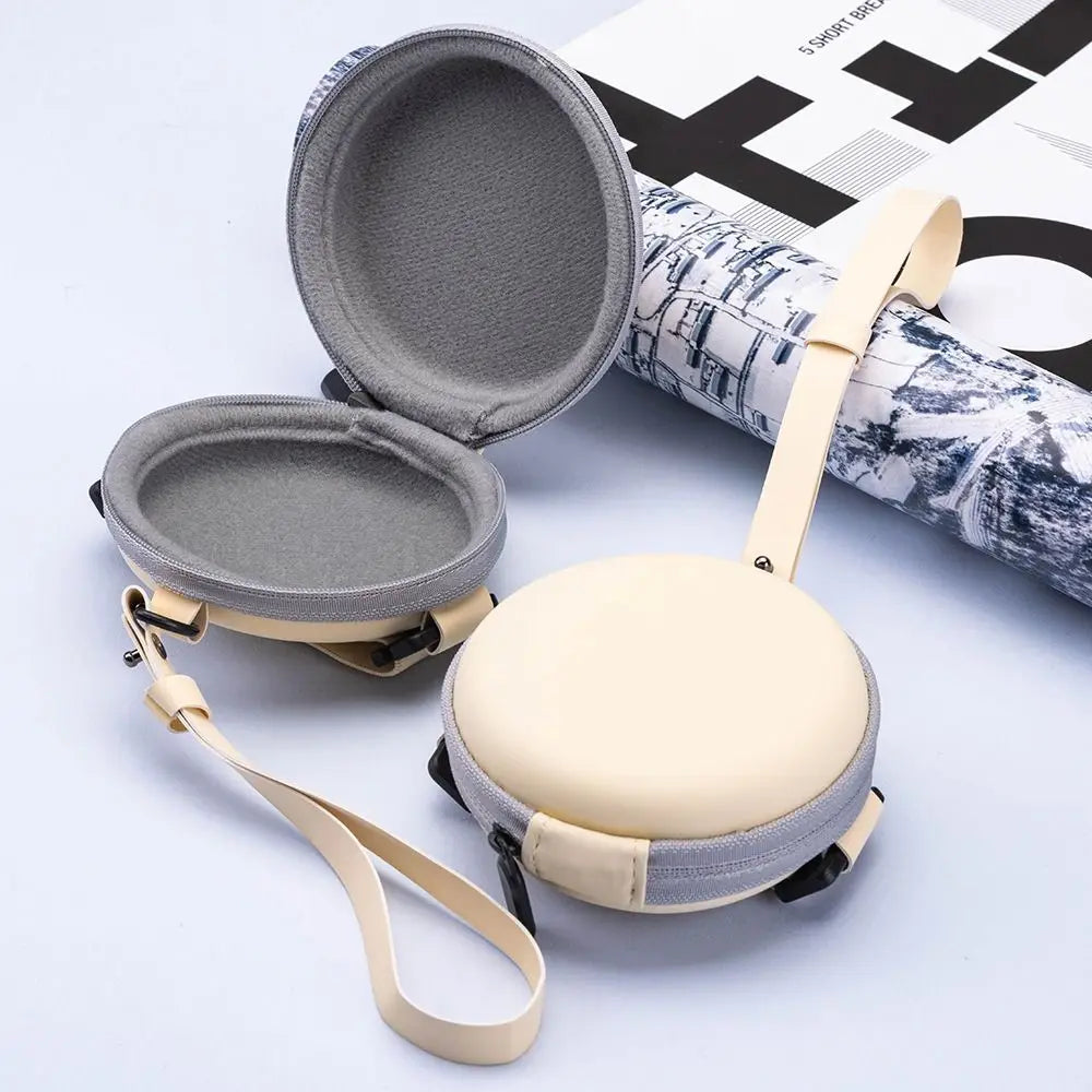 Foldable Round Sunglasses Storage Case Retro Fashion Beige Eyeglasses Pouch EVA Folding Glasses Case Portable